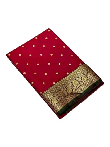 Women's Kanjivaram Woven Soft Lichi Silk Saree With Blouse Piece (RED) 