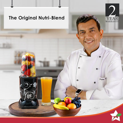 Wonderchef Nutri-blend Mixer, Grinder & Blender|Powerful 500W 22000 RPM 100% Full Copper Motor|Stainless steel Blades|2 unbreakable jars|2 Years warranty | Recipe book by Chef Sanjeev Kapoor | Black 