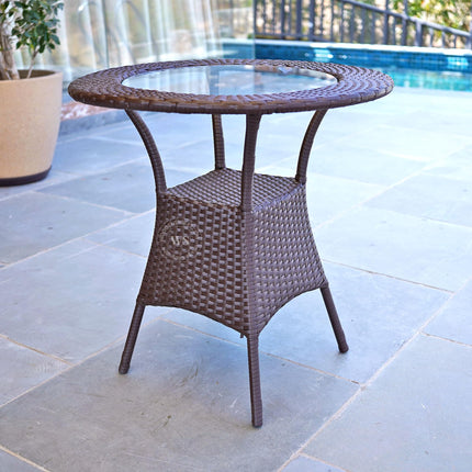 Wooden Street Sienna Outdoor Seating Chairs and Table Set, Garden Patio Coffee Table Set, Outdoor Balcony Wicker Furniture (Dark Brown, 2 Seater) 58.4 x 48.3 x 78.7 Cm 