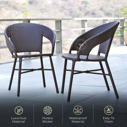 Wooden Street Sienna Outdoor Seating Chairs and Table Set, Garden Patio Coffee Table Set, Outdoor Balcony Wicker Furniture (Dark Brown, 2 Seater) 58.4 x 48.3 x 78.7 Cm 