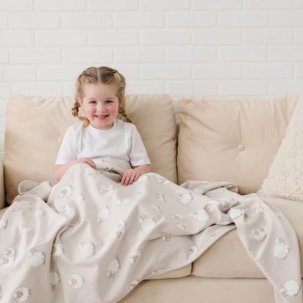 Woolino Toddler Blanket, Merino Wool, 4 Season Dream Blanket, 52.5” x 40”, Sheep 