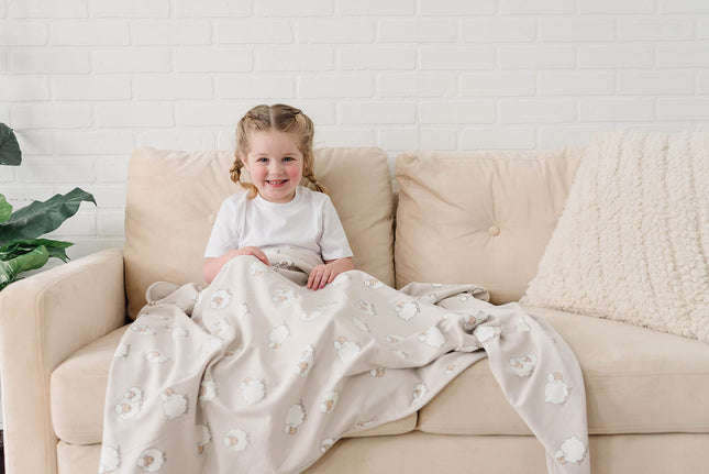 Woolino Toddler Blanket, Merino Wool, 4 Season Dream Blanket, 52.5” x 40”, Sheep 