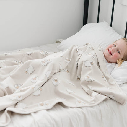 Woolino Toddler Blanket, Merino Wool, 4 Season Dream Blanket, 52.5” x 40”, Sheep 