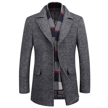 Wulful Mens Wool Blend Winter Coat Slim Fit Short Trench Coat Black 02 Medium 