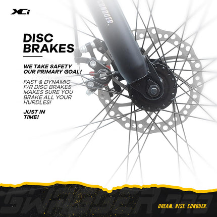 XCi Swagger Pro Mountain Bike | 26-Inch Tyres | 21-Speed Shimano Gears | Tuf Shox Suspension| Mechanical Disc Brakes | Youth 12+ Years |17-Inch Ultra Light Steel Frame | Black Grey 