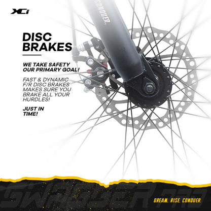 XCi Swagger Pro Mountain Bike | 26-Inch Tyres | 21-Speed Shimano Gears | Tuf Shox Suspension| Mechanical Disc Brakes | Youth 12+ Years |17-Inch Ultra Light Steel Frame | Black Grey 