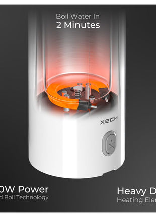 XECH Electric Kettle For Travel Hot Water Mini Kettle In-Built Cable Portable Bottle Design 300W Heating Element to Boil Water and Prepare Tea Coffee without Milk Small Kettles (Hydroboil Lite) 