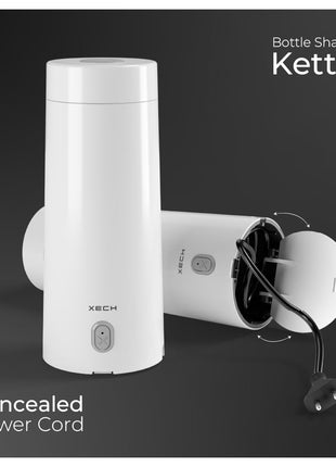 XECH Electric Kettle For Travel Hot Water Mini Kettle In-Built Cable Portable Bottle Design 300W Heating Element to Boil Water and Prepare Tea Coffee without Milk Small Kettles (Hydroboil Lite) 