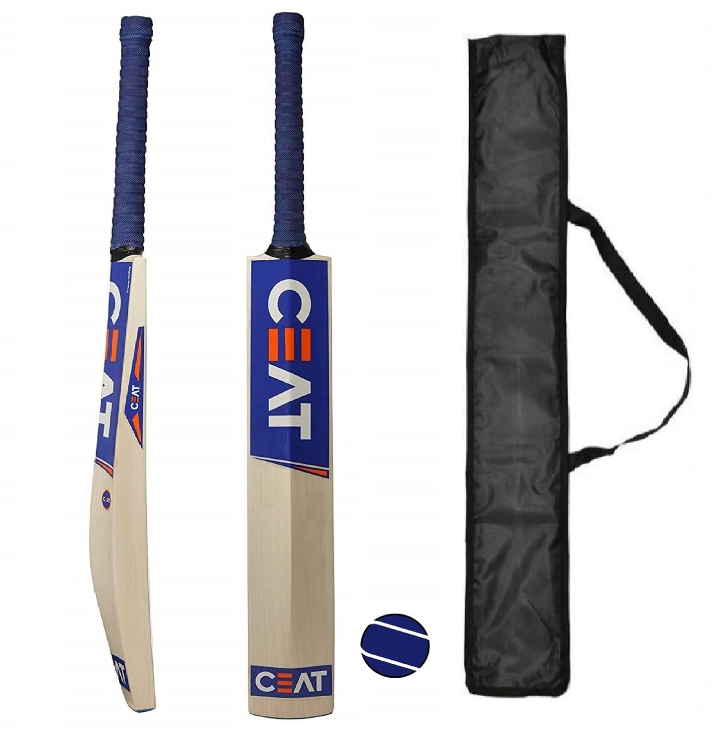 XTROKE Popular Willow Cricket Bat for Men's and Adult All Tennis Ball Full Size (Natural, Bat with Ball & Bat Cover Full Size), Wood, Multicolour 