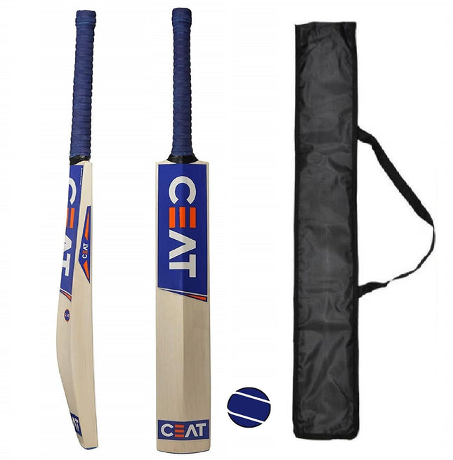 XTROKE Popular Willow Cricket Bat for Men's and Adult All Tennis Ball Full Size (Natural, Bat with Ball & Bat Cover Full Size), Wood, Multicolour 