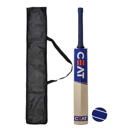 XTROKE Popular Willow Cricket Bat for Men's and Adult All Tennis Ball Full Size (Natural, Bat with Ball & Bat Cover Full Size), Wood, Multicolour 