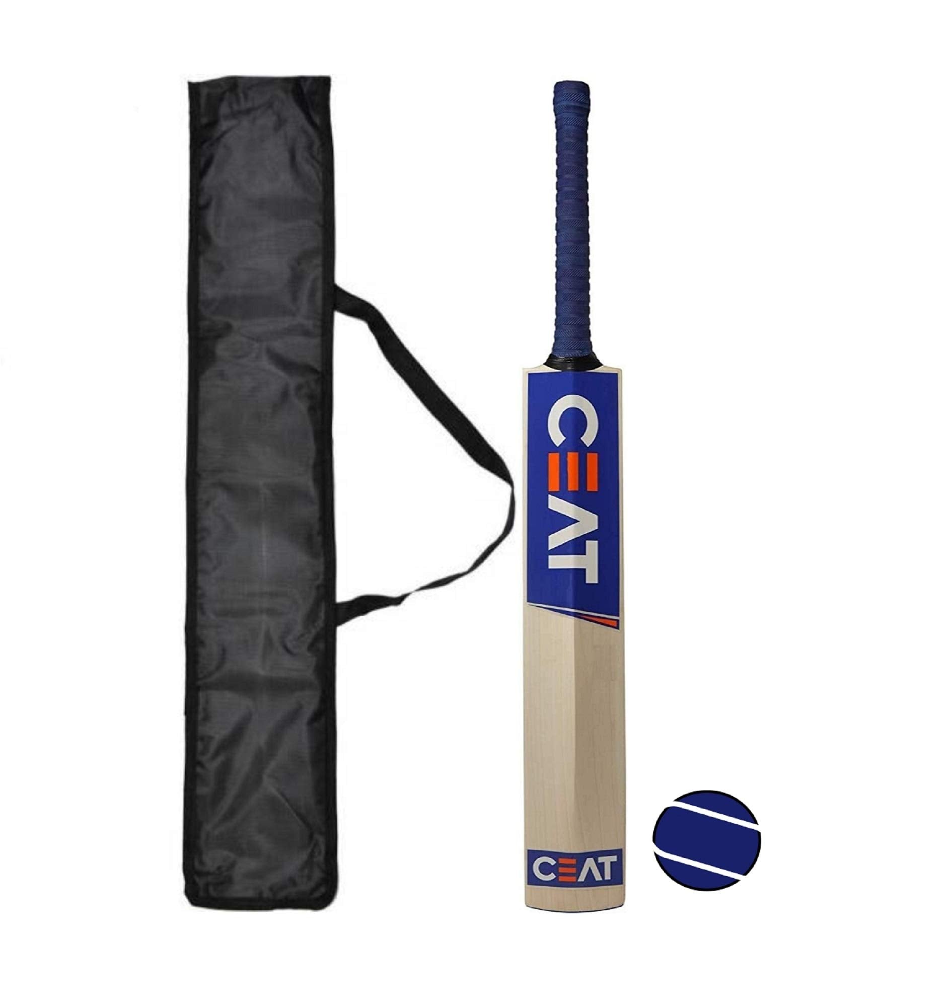 XTROKE Popular Willow Cricket Bat for Men's and Adult All Tennis Ball Full Size (Natural, Bat with Ball & Bat Cover Full Size), Wood, Multicolour 