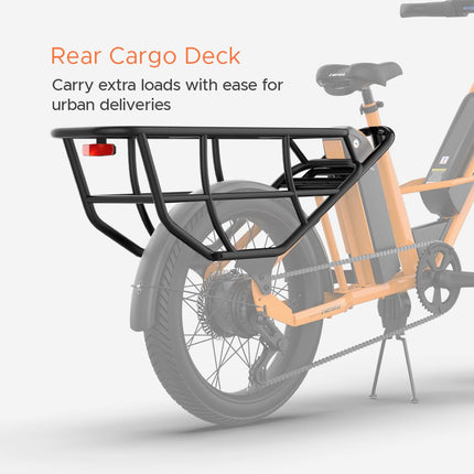 Xcape G1 Cargo Electric Cycle with Dual 48V 10.2Ah Removable Batteries | 250W Motor | Up to 100 km Range | Heavy-Duty Longtail Frame | Front Suspension | 90% Assembled | Powered by EMotorad (Orange) 