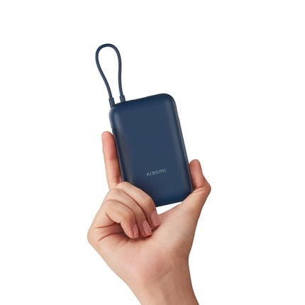 Xiaomi Pocket Power Bank 10000mAh 22.5W Fast Charging|Inbuilt Cable|Slim & Compact|Power Delivery|QC 3.0|Type-C Input & Output|3 Output Ports|Blue|Supports Android,Apple,Tablets,Earbuds,Watches 