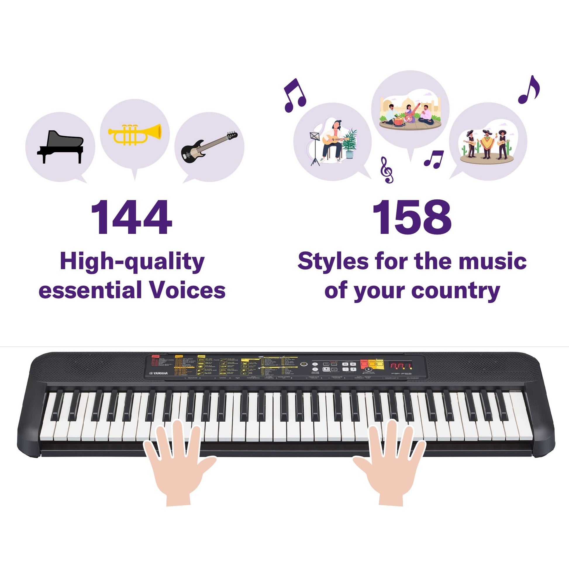 YAMAHA Psr-F52 Portable Keyboard With 61 Keys 