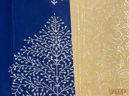 YAMINI Gold Toned Patola Print Jaipuri Double Bedsheet with Pillow Cover 100% Cotton, Size 8.5ft x 8ft 