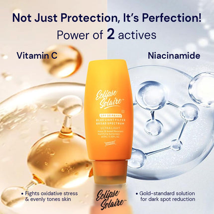 YUDERMA Eclipse Solaire Active Mattifying Sunscreen SPF 50 PA+++ | No White Cast | UVA/B, Blue Light Protection | Non-Greasy | All Skin Types 60ml 
