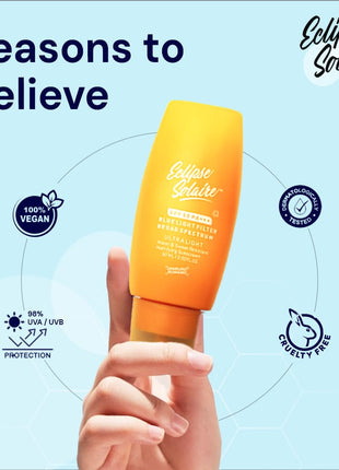 YUDERMA Eclipse Solaire Active Mattifying Sunscreen SPF 50 PA+++ | No White Cast | UVA/B, Blue Light Protection | Non-Greasy | All Skin Types 60ml 