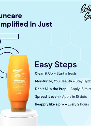 YUDERMA Eclipse Solaire Active Mattifying Sunscreen SPF 50 PA+++ | No White Cast | UVA/B, Blue Light Protection | Non-Greasy | All Skin Types 60ml 