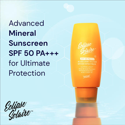 YUDERMA Eclipse Solaire Active Mattifying Sunscreen SPF 50 PA+++ | No White Cast | UVA/B, Blue Light Protection | Non-Greasy | All Skin Types 60ml 