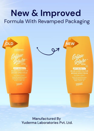 YUDERMA Eclipse Solaire Active Mattifying Sunscreen SPF 50 PA+++ | No White Cast | UVA/B, Blue Light Protection | Non-Greasy | All Skin Types 60ml 
