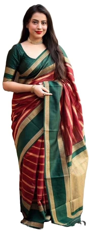 Yashika Women's Latest Woven Printed Kanjivaram Banarasi Art Silk Saree with Unstitched Blouse Material-Suitable for All Indian Weddings and Festivals (AZ-YS-OG-CHAMKILI-Parent_Maroon) 