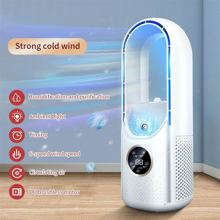 ZAPORA Mini Air Conditioner Air Cooler Leafless Electric Fan Portable Air Conditioner Silent Timer Cooling Fan Humidifier Purifier 