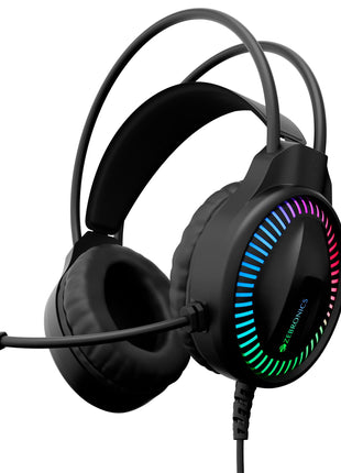 ZEBRONICS Blitz C Dolby Atmos Gaming Over Ear Wired Headphone, 50Mm Neodymium Drivers, Padded Headband, Lightweight & Comfortable, RGB Lights, Flexible Mic, Type-C Connector, Black 