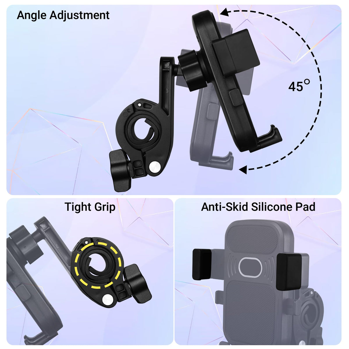 ZEBRONICS New Launch BMH100, Bike Smartphones Mobile Holder, Upto 6.8 Inches, 360° Rotatable, One Press Lock and Release, Stable and Secure, Anti-Skid Silicone Pads, for Maps & Navigation 