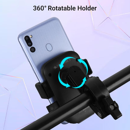 ZEBRONICS New Launch BMH100, Bike Smartphones Mobile Holder, Upto 6.8 Inches, 360° Rotatable, One Press Lock and Release, Stable and Secure, Anti-Skid Silicone Pads, for Maps & Navigation 