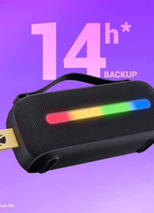 ZEBRONICS Sound Feast 80, Portable Bluetooth Speaker, 20 Watts, Upto 7h Backup, Bluetooth | USB, Karaoke, RGB LED Strip, Included Wireless Microphone, Detachable Carry Strap 