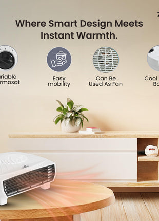 Zanibo | Since 1997 | 2000 Watt Portable Electric Room Fan Heater with 2 Heating Settings (1000/2000W) | Adjustable Thermostat, Overheat Protection | Fast Heating for Office (ZEH-1120) 