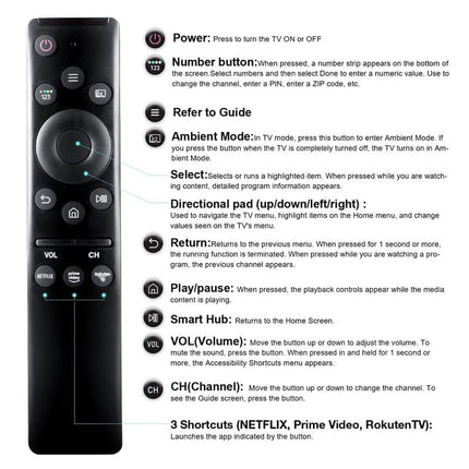 ZdalaMit Non-Voice Remote Compatible for Samsung Smart 4K Ultra HD TV Remote Control Replacement for Samsung Original Remote for LED OLED UHD QLED & Suitable for 6 7 8 Series Samsung TV by Tu-DOX 