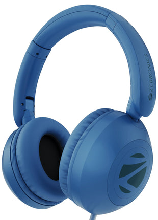 Zebronics Boom Wired Headphone, Over Ear, in-Line MIC, Foldable, 1.5 Meter Cable, for 3.5mm (Mobile | Tablet | Laptop | MAC), Soft Cushion, 40mm Drivers (Blue) 