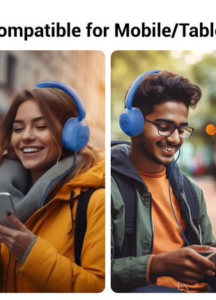 Zebronics Boom Wired Headphone, Over Ear, in-Line MIC, Foldable, 1.5 Meter Cable, for 3.5mm (Mobile | Tablet | Laptop | MAC), Soft Cushion, 40mm Drivers (Blue) 