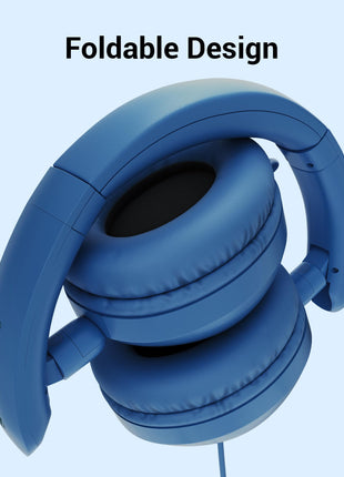 Zebronics Boom Wired Headphone, Over Ear, in-Line MIC, Foldable, 1.5 Meter Cable, for 3.5mm (Mobile | Tablet | Laptop | MAC), Soft Cushion, 40mm Drivers (Blue) 