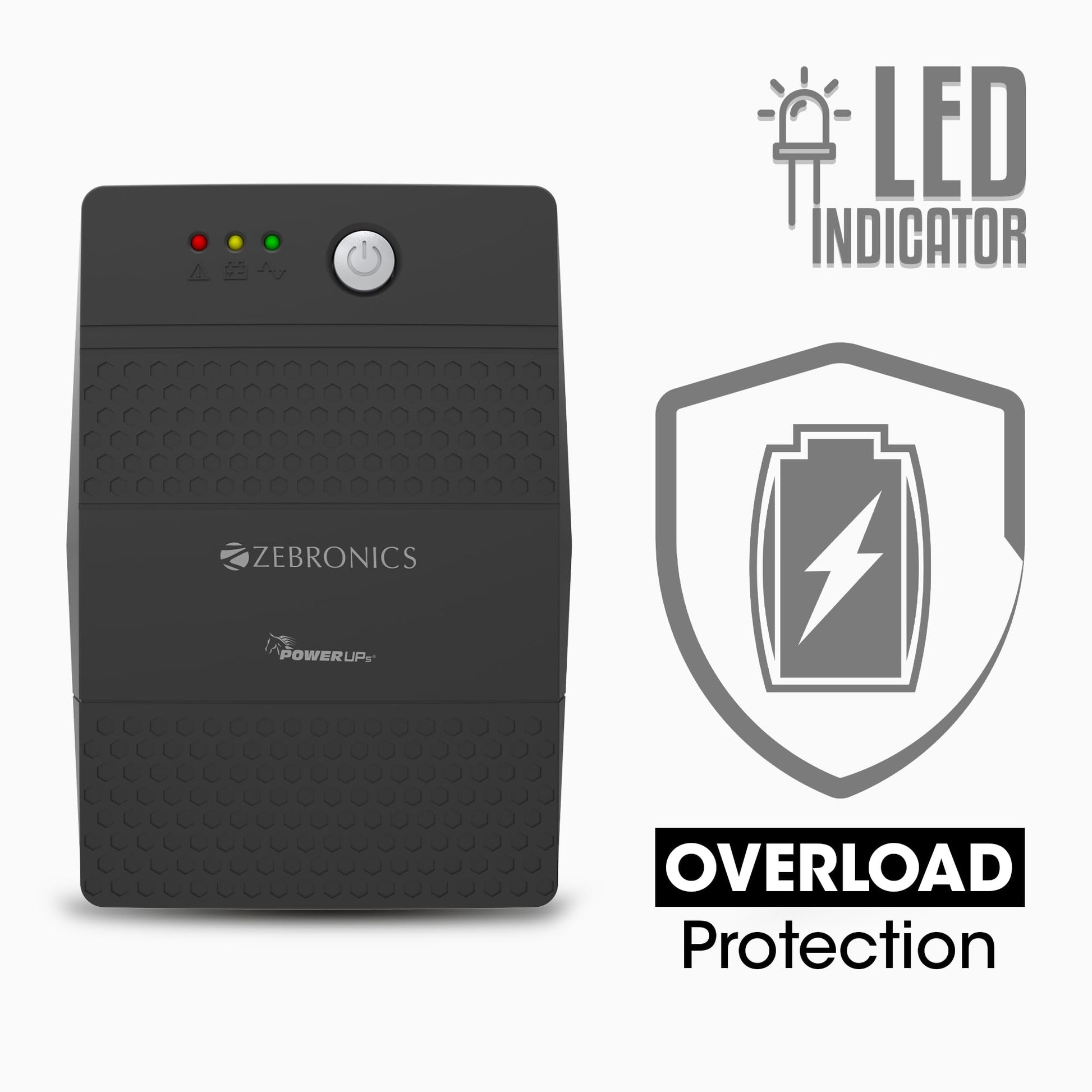 ZEBRONICS U735 600VA/360W Microcontroller Based UPS for Office Computers | Home PC with Auto Restart, Generator Compatible, Boost & Buck AVR, Built-in Protection, (Not for Routers) 