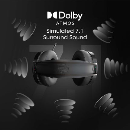 Zebronics Zeb-Blitz USB Over Ear Gaming Headphone with Dolby Atmos,RGB LED,Windows Software,Simulated 7.1 Surround Sound,2.4 Meter Braided Cable,Flexible Mic,Padded Headband & Ear Cushions(Black) 