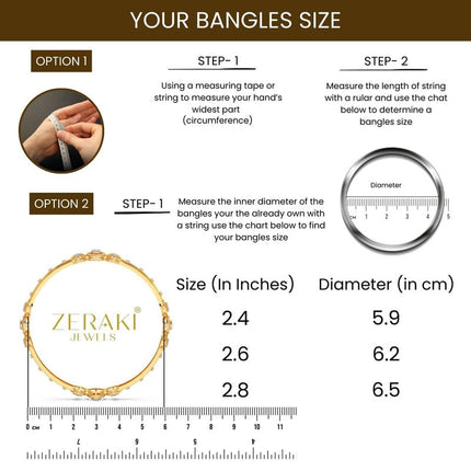 Zeraki Jewels Women's Traditional Gold Plated Anamika Bangle (Set of 2) 