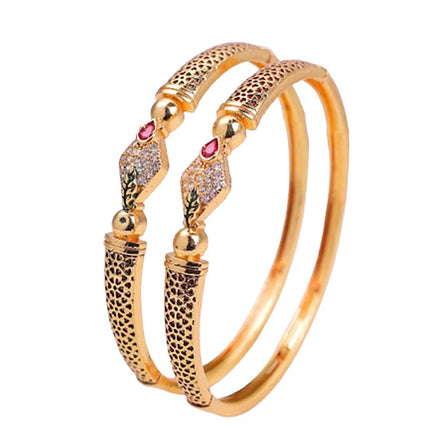 Zeraki Jewels Women's Traditional Gold Plated Gayatri Bangle (Set of 2) 