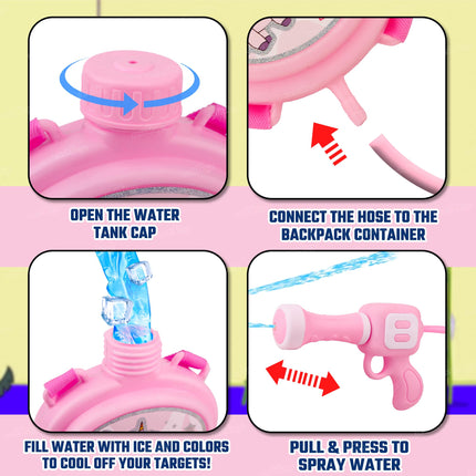 Zest 4 Toyz Holi Water Pichkari for Kids Unicorn Back Holding Tank Water Gun with 100 Water Balloons and Herbal Gulal for Holi Celebration 