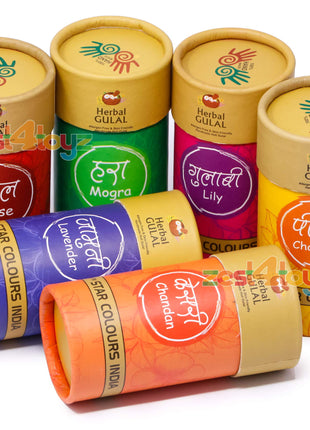 Zest 4 Toyz Non-Toxic Perfumed Herbal Gulal for Holi Celebration, Skin Friendly, Natural Fragrance Handmade Holi Gulal (80 Grm, Assorted Colour) - Pack of 3 
