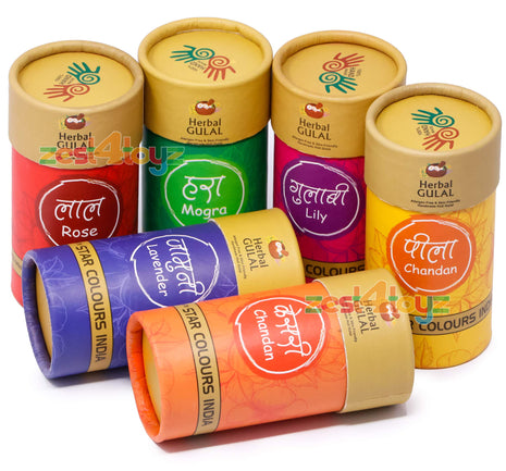 Zest 4 Toyz Non-Toxic Perfumed Herbal Gulal for Holi Celebration, Skin Friendly, Natural Fragrance Handmade Holi Gulal (80 Grm, Assorted Colour) - Pack of 3 