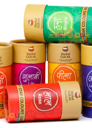 Zest 4 Toyz Non-Toxic Perfumed Herbal Gulal for Holi Celebration, Skin Friendly, Natural Fragrance Handmade Holi Gulal (80 Grm, Assorted Colour) - Pack of 3 