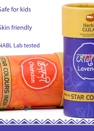 Zest 4 Toyz Non-Toxic Perfumed Herbal Gulal for Holi Celebration, Skin Friendly, Natural Fragrance Handmade Holi Gulal (80 Grm, Assorted Colour) - Pack of 3 