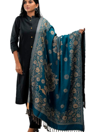 Zingle Women's Kashmiri Warm Woolen Shawl, Printed Desgin, Reversable Shawl, Funda desgin, Pashmina Thread| Winter Wear|Handloom Desgin| 