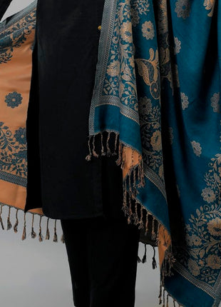 Zingle Women's Kashmiri Warm Woolen Shawl, Printed Desgin, Reversable Shawl, Funda desgin, Pashmina Thread| Winter Wear|Handloom Desgin| 