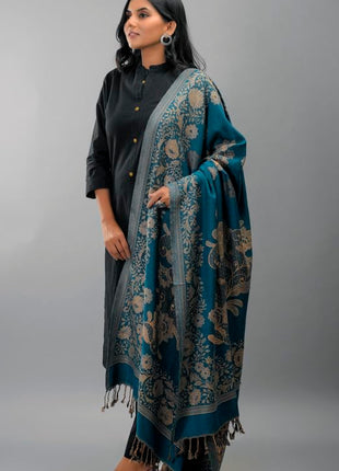 Zingle Women's Kashmiri Warm Woolen Shawl, Printed Desgin, Reversable Shawl, Funda desgin, Pashmina Thread| Winter Wear|Handloom Desgin| 