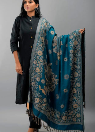 Zingle Women's Kashmiri Warm Woolen Shawl, Printed Desgin, Reversable Shawl, Funda desgin, Pashmina Thread| Winter Wear|Handloom Desgin| 