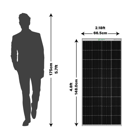 ZunSolar 200 Watt 12V Mono PERC Solar Panel 